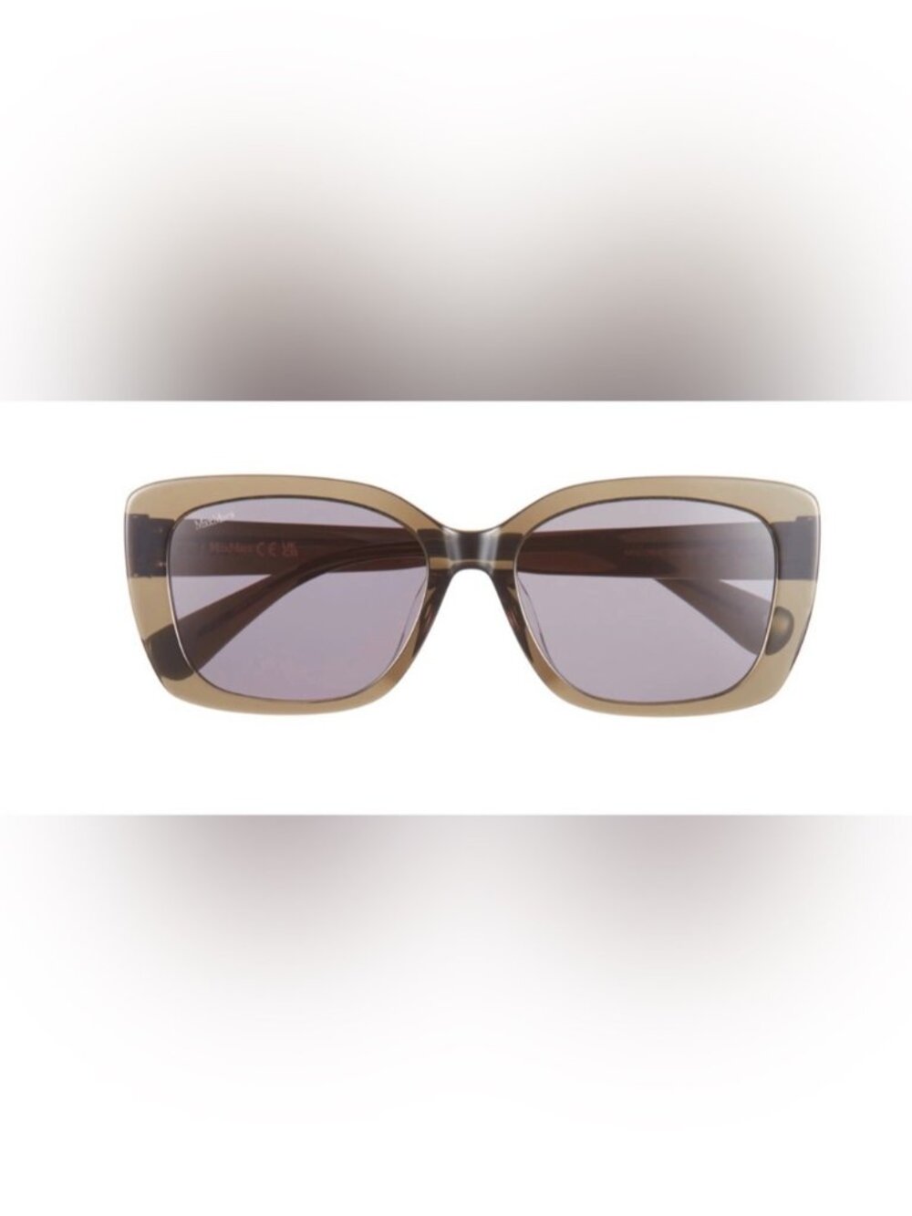 MaxMara Olive Brown Rectangle Women's Sunglasses